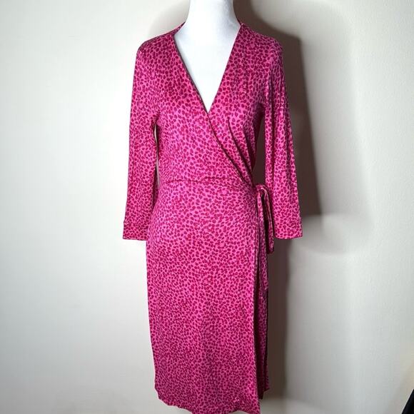 Diane von Furstenberg Pink Silk New Julian Two Wrap Dress - Picture 1 of 7